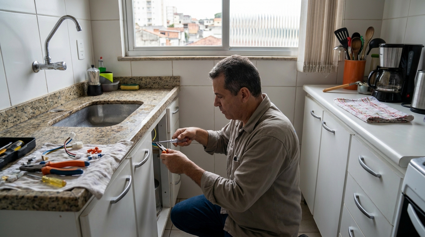 Eletricista instalando torneira eletrica em João Pessoa‑PB
